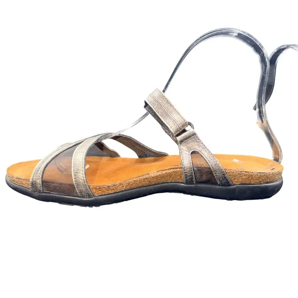 Naot Metallic Strappy Sandals EU 38 US 7 Comfort Walking Hook Loop